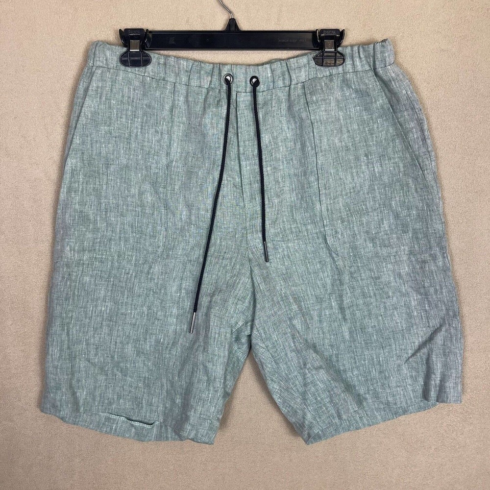 Rochambeau Linen Chino Shorts Mens L Green Drawstring Waist Pockets‎ Relaxed Fit